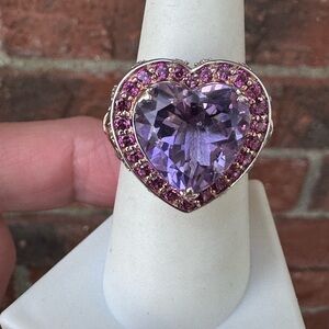 925 Dallas Prince Amethyst & Tourmaline FLEUR-DE-LIS Heart Ring